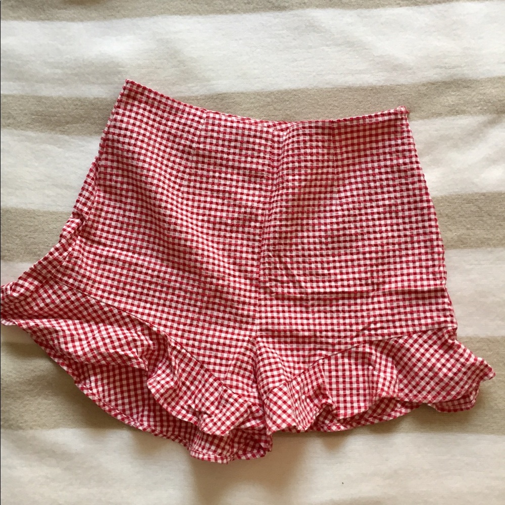 Zara Gingham red and white shorts